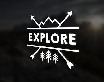 Explore Wonderlust Vinyl Decal - Camping Decal - Hiking Vinyl Sticker - Explore Decal - Explore Laptop Decal - Tumbler Decal - Nature Decal