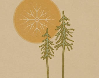 Among the Pines  - Open Edition Art Print - tree artwork - earthy art