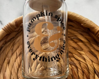 Pumpkin Spice Iced Coffee Glass | 16oz Soda Can Tumbler