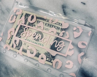 Leopard Cash Zipper Envelopes a7, a6 and a5, Custom Budget Envelopes With labels, Planner Inserts, Budget Planners, 6 ring binder, a6 size