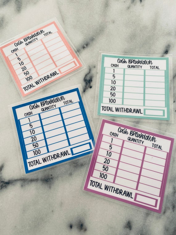 Paper Calendars & Planners Cash Withdrawal Breakdown Laminated Bank