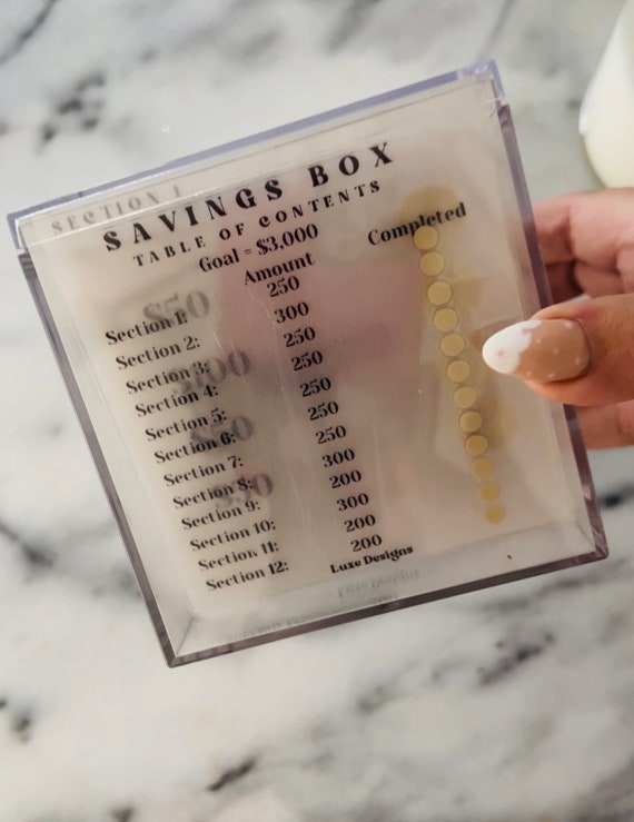 3k Savings Challenge Acrylic Box | Cash Envelope Budget System