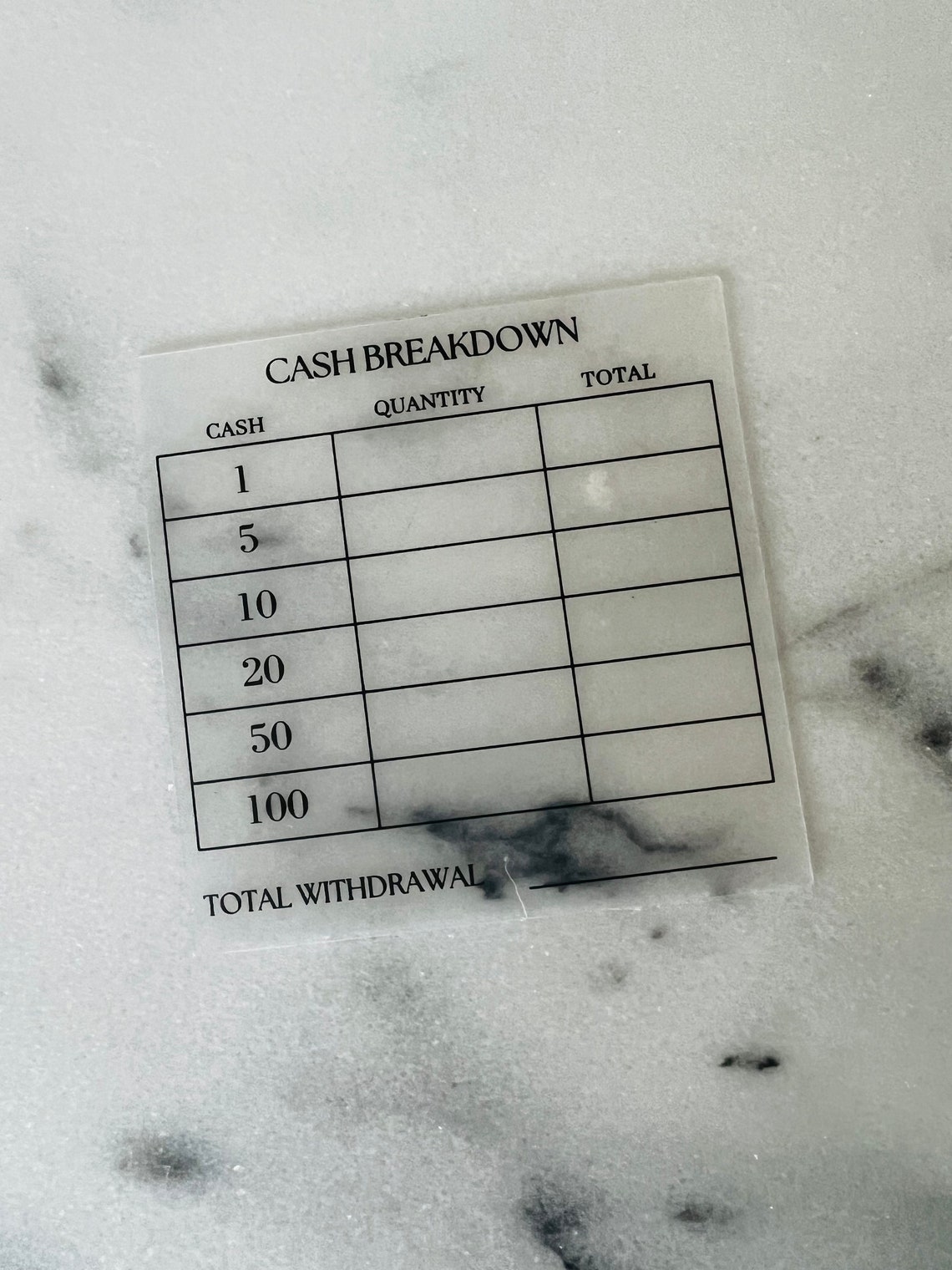 Reusable Drop Slips Plastic Reusable Teller Slip | Cash Withdrawal | Cash Breakdown ...