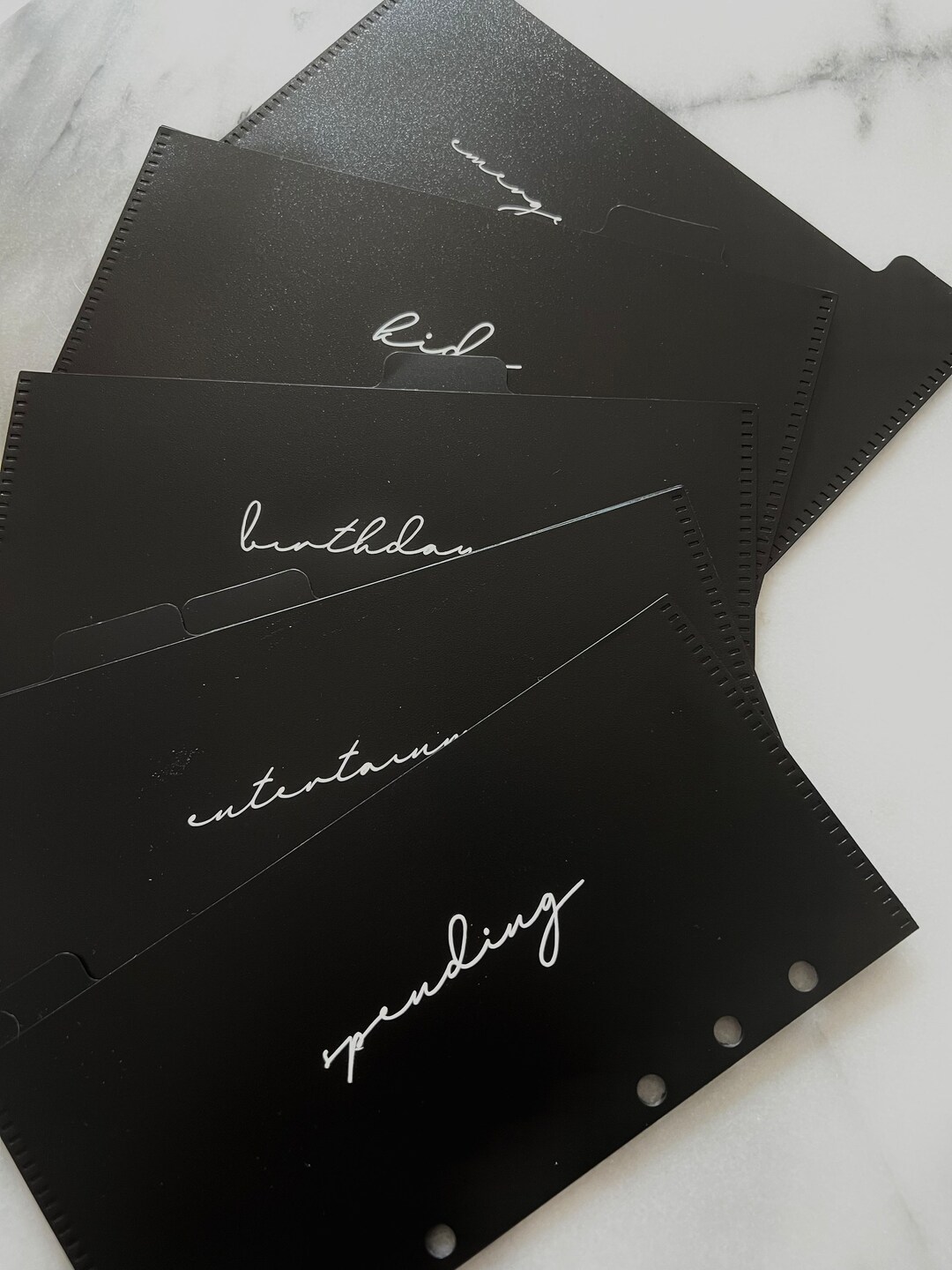 Set of 6 Black Plastic Cash Envelopes Set Money Envelopes Budget System