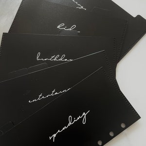 Set of 6 black plastic Cash Envelopes | Set | Money Envelopes | Budget System | A6 | Personal | Personalize | Customize |