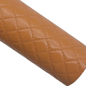 CARAMEL Diamond Lattice Synthetic Leather, Caramel Fabric Sheet, Synthetic Leather, DIY Hair Bows, Planner
