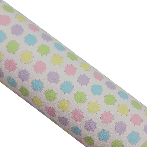 PASTEL POLKA DOTS Faux Leather Fabric Sheet, Pastel Polka Dots Synthetic Leather, Hair Bows, Faux Earrings