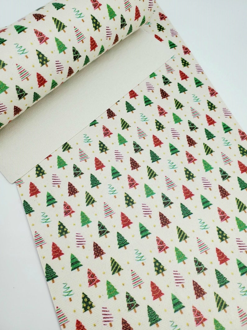 Christmas Fabric Sheet Planner CHRISTMAS TREES Fabric Sheet Hair Bows Synthetic Leather