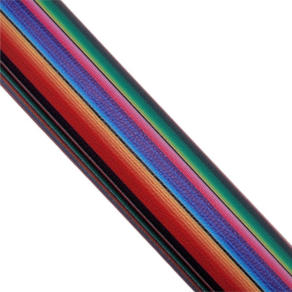 SERAPE STRIPED Litchi Faux Leather Sheet, Fabric Sheet, DIY Hair Bows, Earrings, Scrapbooking, In the Hoop, Craft Supply