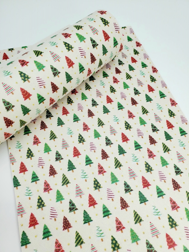 Christmas Fabric Sheet Planner CHRISTMAS TREES Fabric Sheet Hair Bows Synthetic Leather