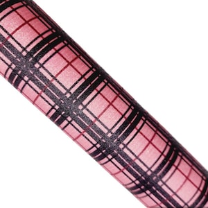 TARTAN SHIMMER Pink and Black Sheet, Pink and Black Plaid Fine Glitter Lattice Fabric Sheet, Synthetic Leather Sheet, Faux Bows