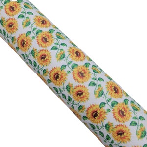 SUNFLOWER Faux Leather Fabric Sheet, Sunflowers Fabric Sheet, Synthetic Leather, Hair Bows, Craft Supply