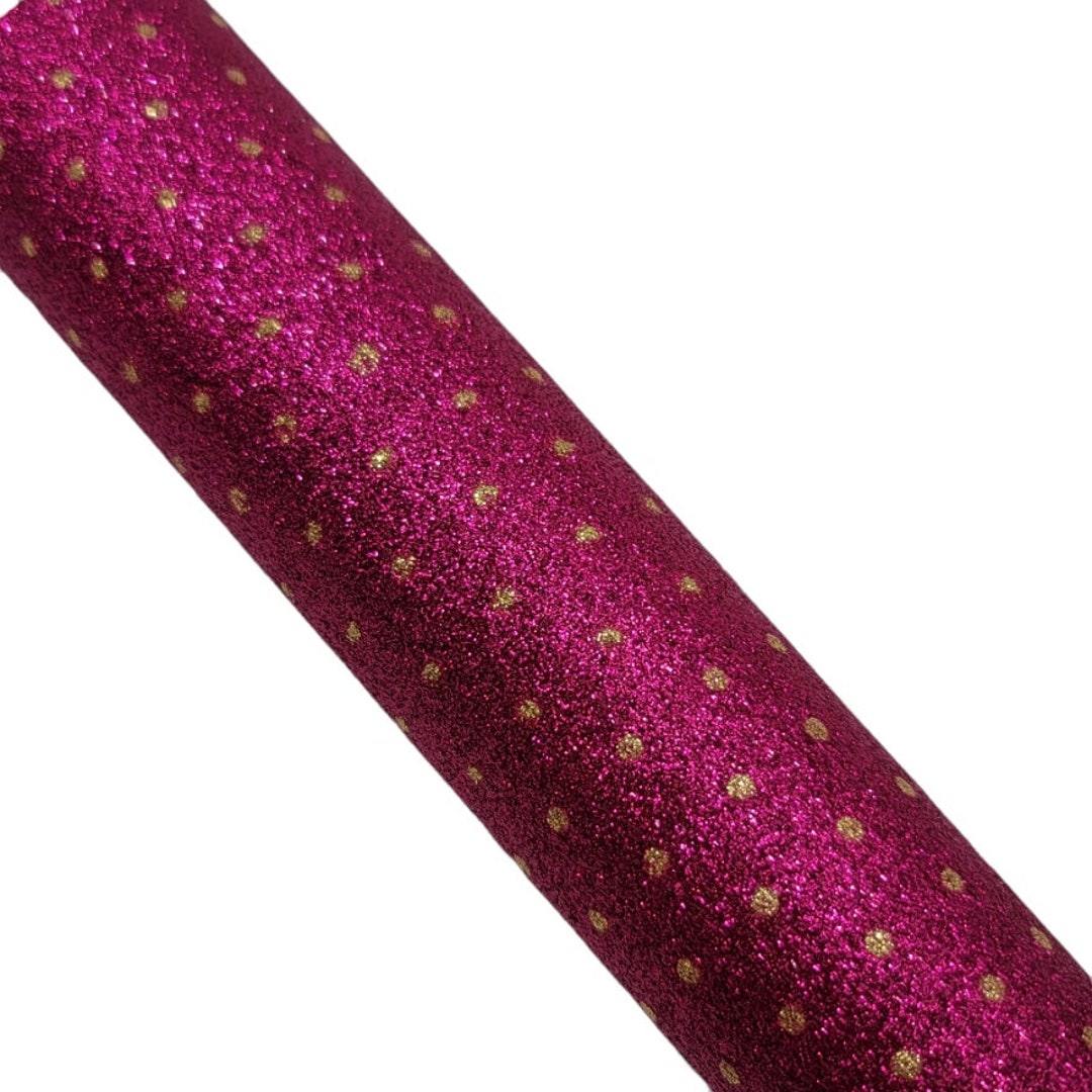 Raspberry Pink Glitter Canvas Sheet: Gold Dots Faux Leather - Etsy