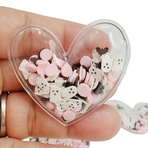 HALLOWEEN Filled Shakers Heart Shape, Transparent Sequins, Hairbow, Ghost and Bats