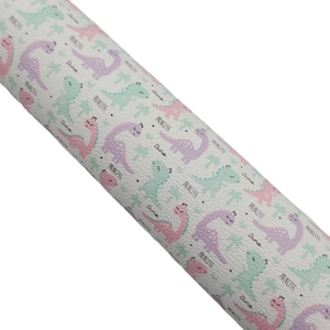 PRINCESS DINOSAUR Faux Leather Sheet, Synthetic Leather Sheet, Faux Bows