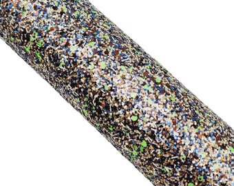 Black Green Gold Chunky Glitter Synthetic Leather Sheet: DIY Crafts