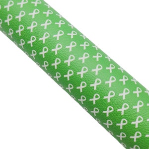 WHITE RIBBON on Green Faux Leather Sheet, Purple Ribbons Synthetic Leather, Purple Ribbon, Hair Bows, In the Hoop