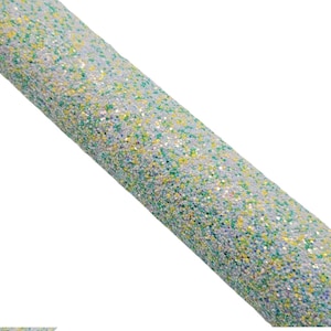 GREEN YELLOW WHITE Chunky Glitter Synthetic Leather Sheets, Chunky Glitter Sheet, Glitter Faux Leather Sheet, Hair Bows, Earrings