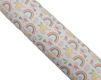 Rainbow & Flowers Faux Leather Sheet: DIY Craft Material