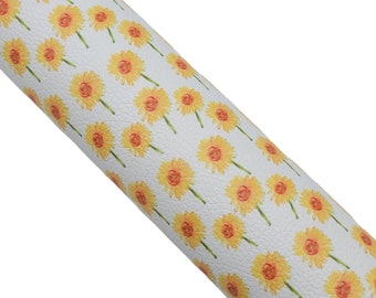 DAISY FLOWERS Faux Leather Sheet, Floral Faux Leather Sheet, Synthetic Leather Sheet, Faux Bows