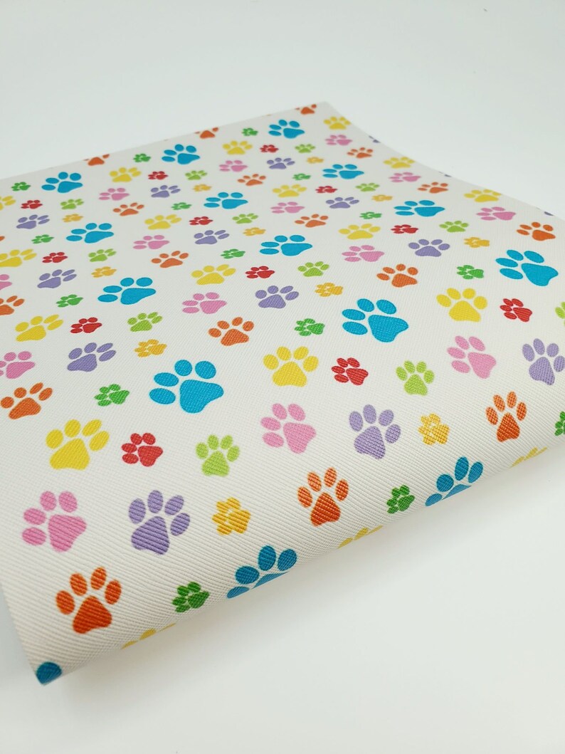 Dog Paw Print Faux Leather Fabric Sheet Dog Paw Print Canvas Etsy