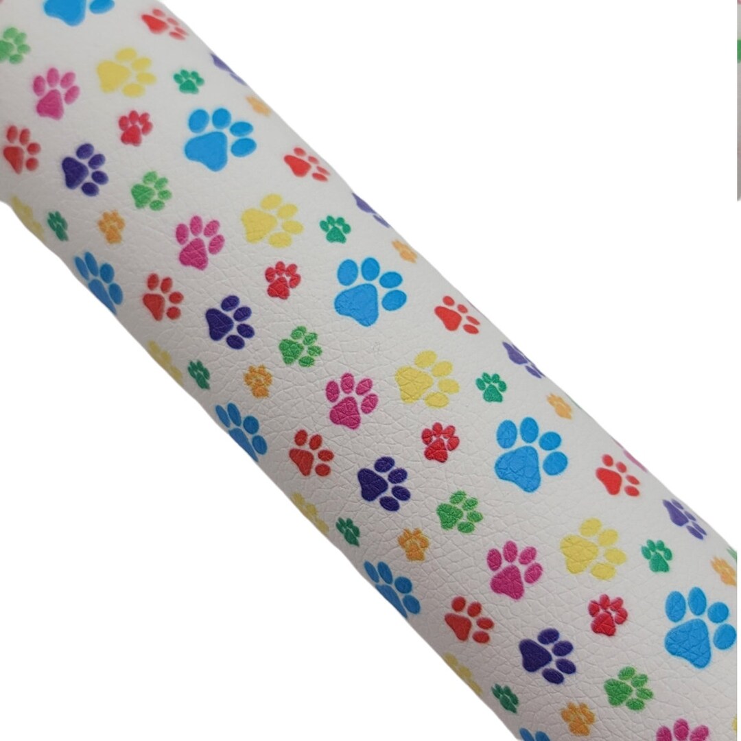dog-paw-print-faux-leather-fabric-sheet-dog-paw-print-canvas-etsy