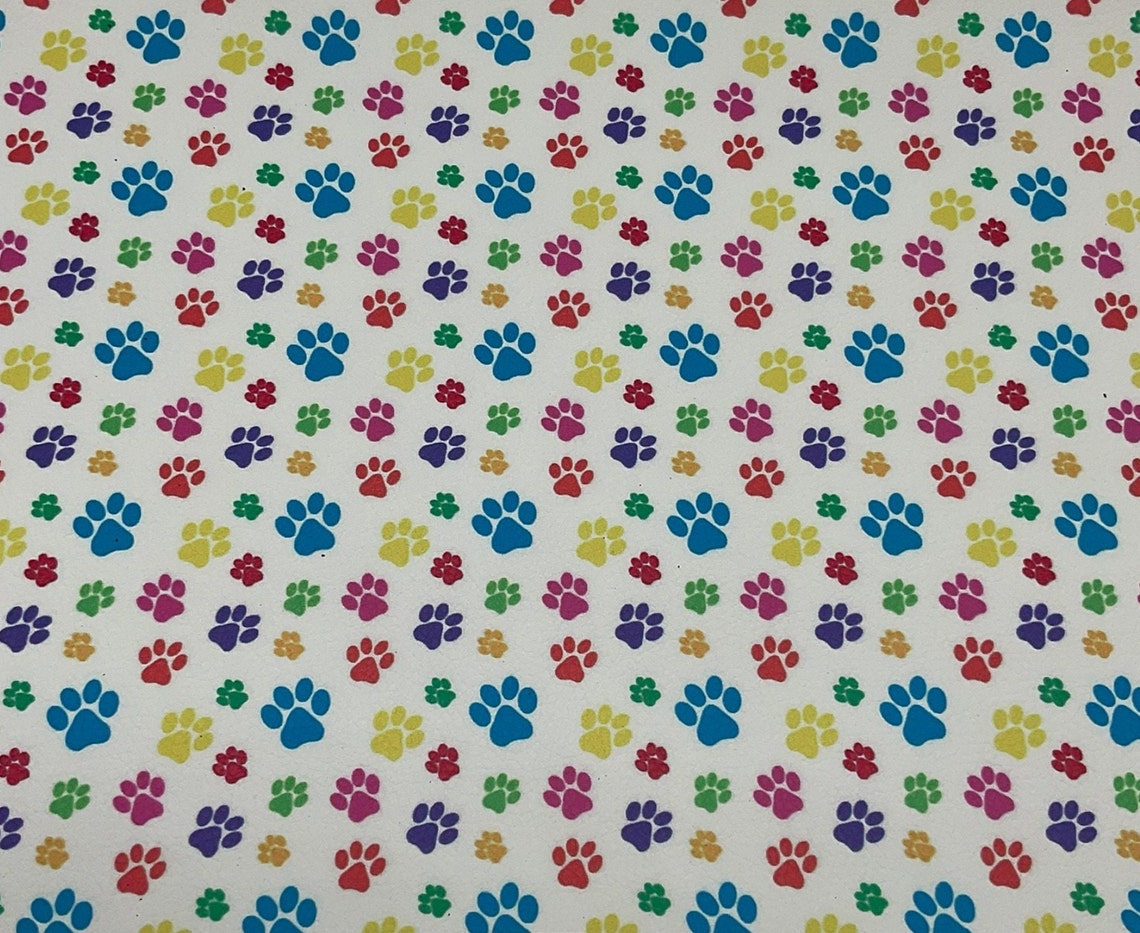 Dog Paw Print Faux Leather Fabric Sheet Dog Paw Print Canvas Etsy