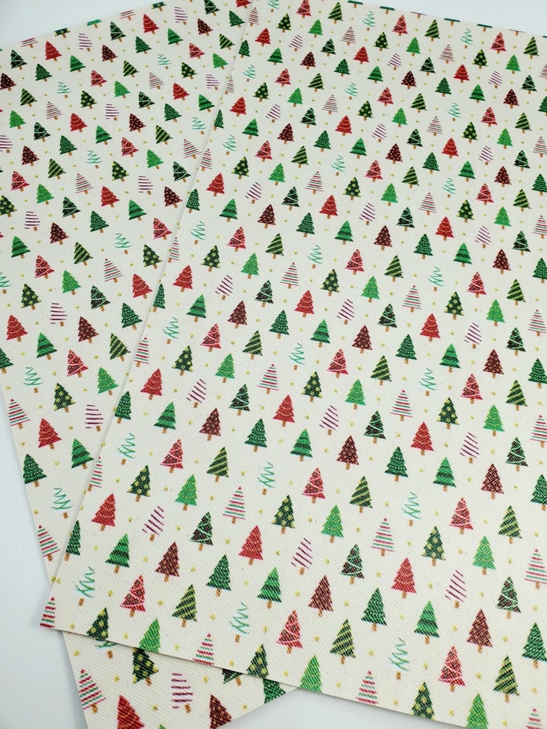 Christmas Fabric Sheet Planner CHRISTMAS TREES Fabric Sheet Hair Bows Synthetic Leather