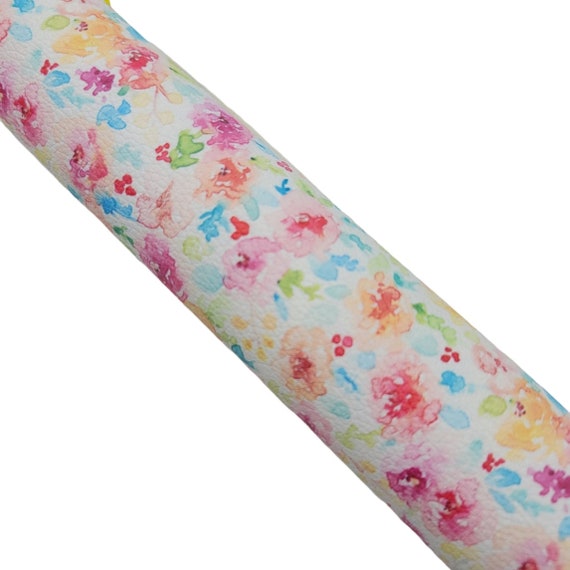Floral Watercolor Faux Leather Sheet: DIY Craft Supply