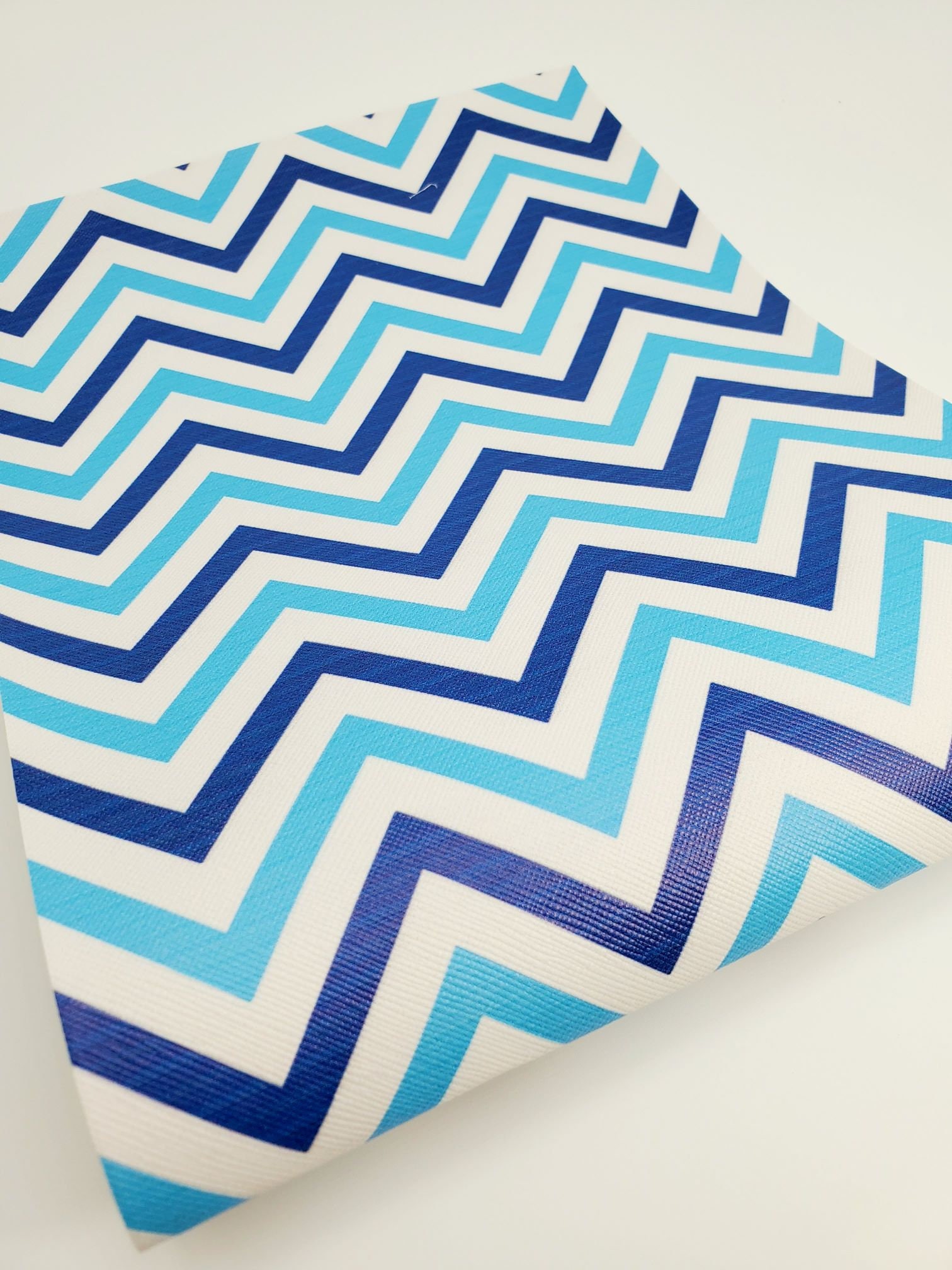 BLUE WHITE Chevron Soft Faux Leather Fabric Sheet Chevron Etsy
