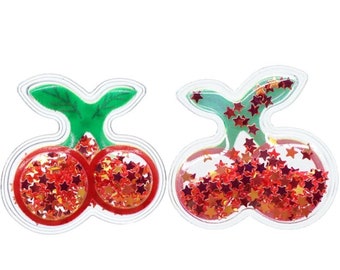 CHERRY Inflated Shaker, Cherry Embellishment, DIY Hair Bows, Transparent Sequins