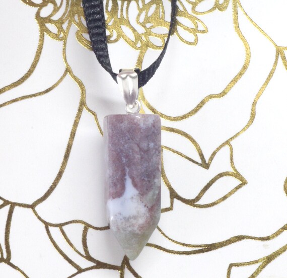 India Agate Hexagonal Crystal Point Pendant In Sterling Silver - Hexagonal Crystal Point Pendant Necklace India Agate Hexagonal Crystal Point Pendant In Sterling Silver - Hexagonal Crystal Point Pendant Necklace