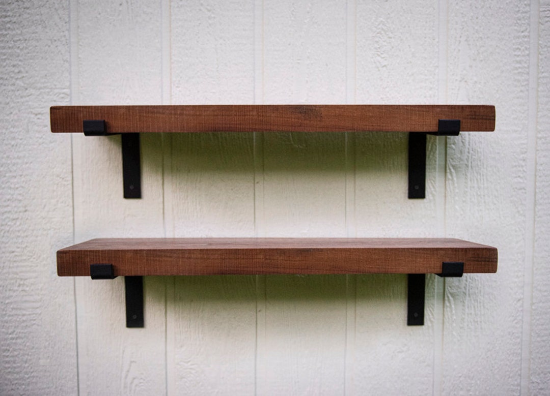 Black Walnut Farm House Shelves Floating Kitchen Living Room With Hand ...