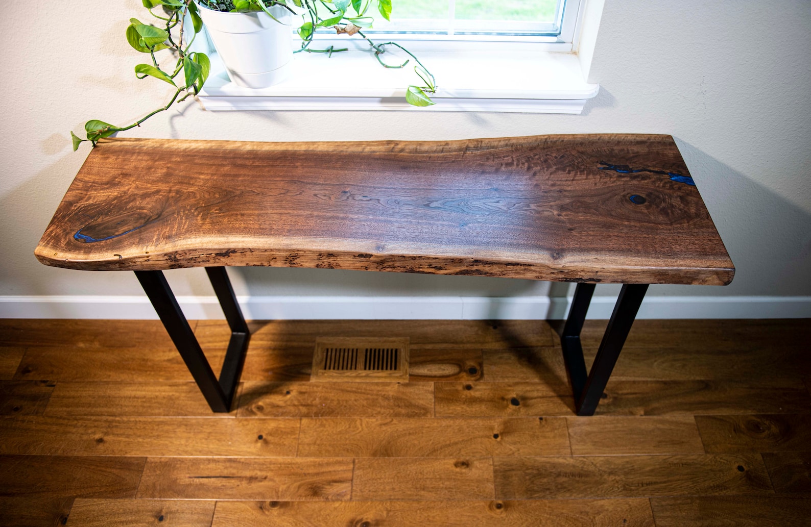 Live Edge Black Walnut Console Table Custom Handmade Etsy