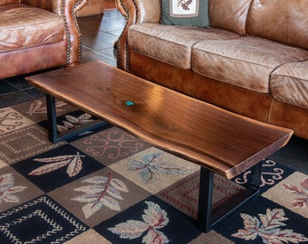 Handmade Black Walnut Live Edge Coffee Table Rustic Farmhouse Style