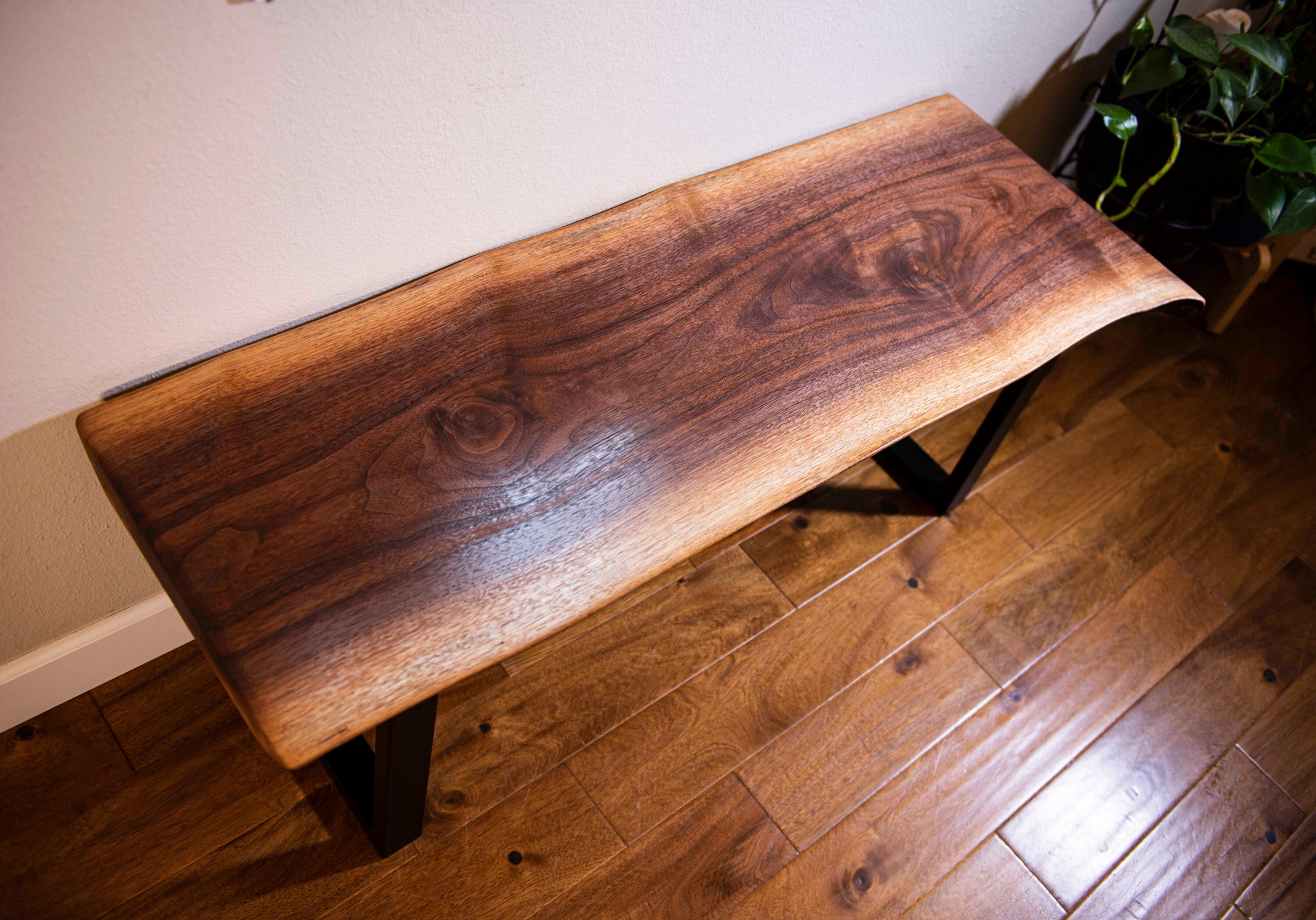 Handmade Live Edge Black Walnut Bench Custom Metal Legs Etsy