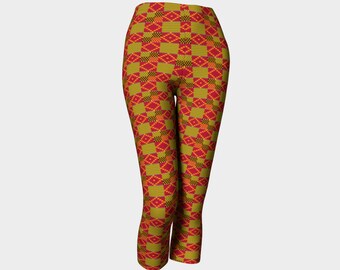 Kente workout capris, African print capris, Kente ethnic capris