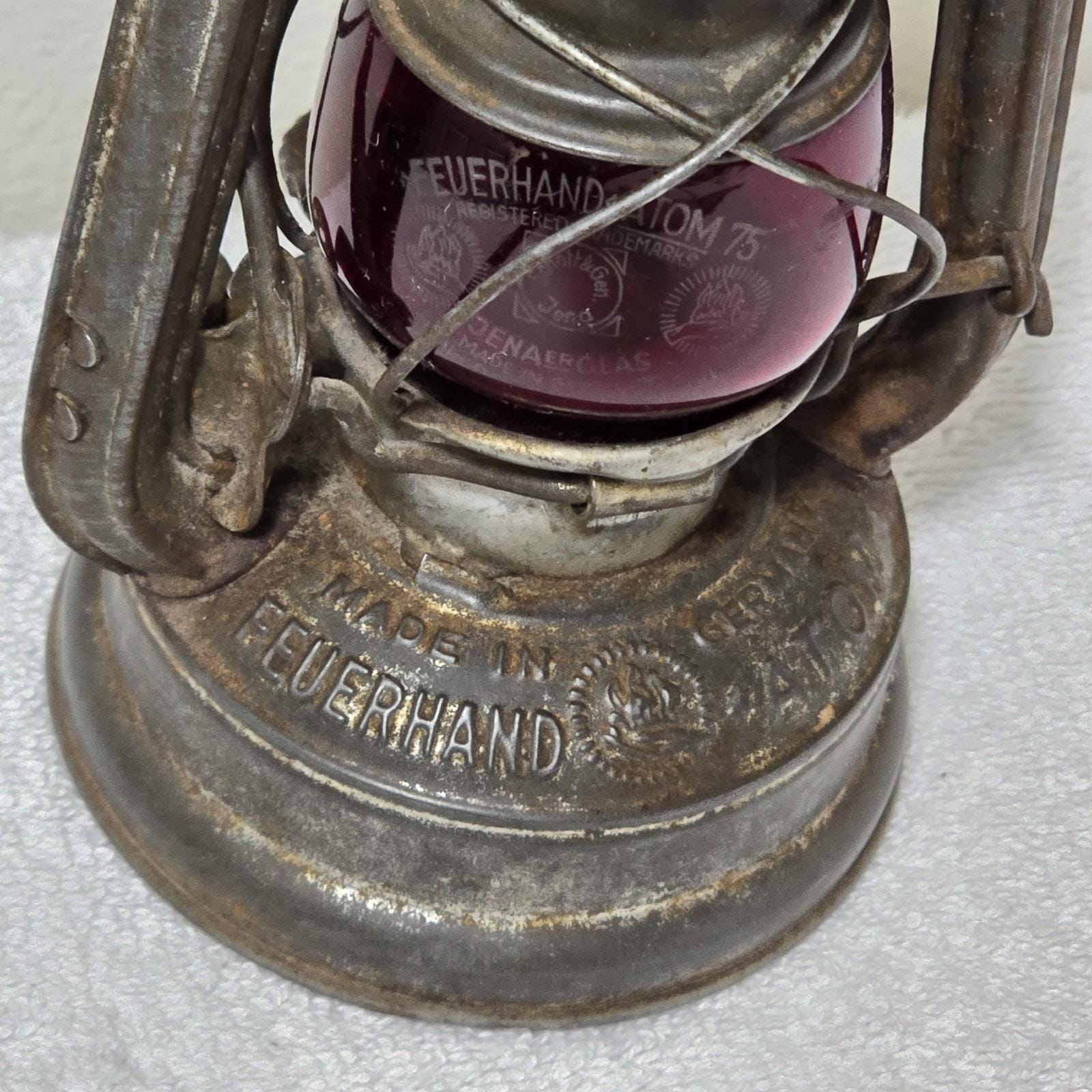 Feuerhand Atom 75 Storm Lantern Germany Schott Jena Ruby Red