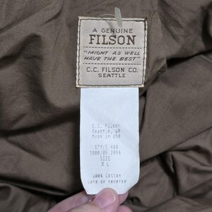 Giacca da caccia vintage Filson Tin Cloth, stile 466, finitura ad olio USA, da uomo, taglia XL immagine 3