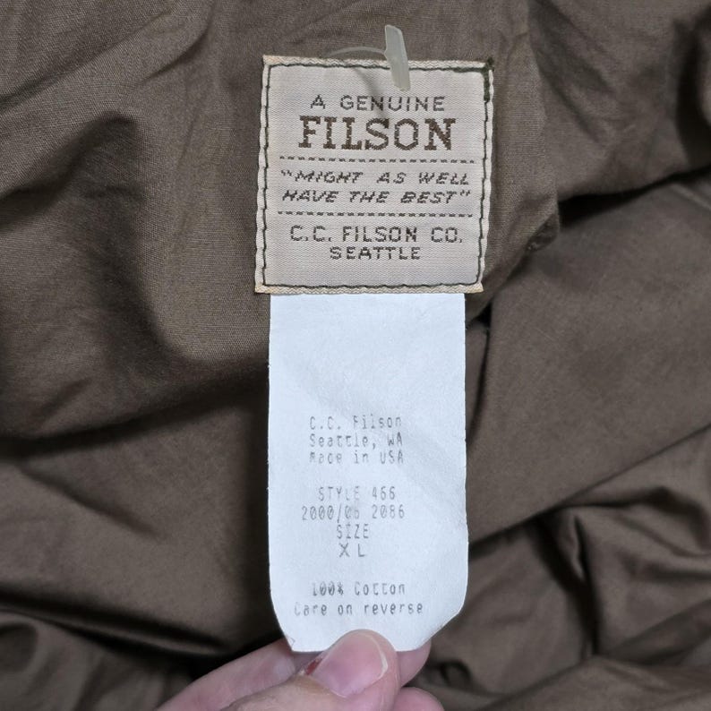 Giacca da caccia vintage Filson Tin Cloth, stile 466, finitura ad olio USA, da uomo, taglia XL immagine 3