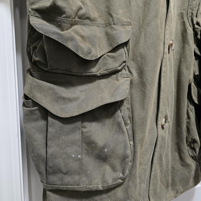 Giacca da caccia vintage Filson Tin Cloth, stile 466, finitura ad olio USA, da uomo, taglia XL immagine 9