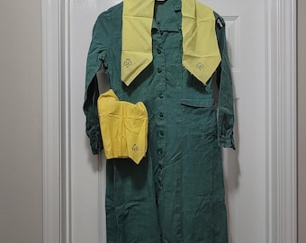 VTG Pfadfinderin Uniform Kleid 1940er Jahre Gelbes Halstuch Mädchen Junioren Gr. M