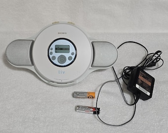 Paquete vintage de reproductor de CD/Walkman Sony D-NE329LIV y soporte para altavoz BCA-DNE320S