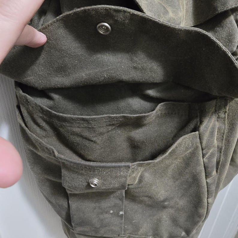 Giacca da caccia vintage Filson Tin Cloth, stile 466, finitura ad olio USA, da uomo, taglia XL immagine 11