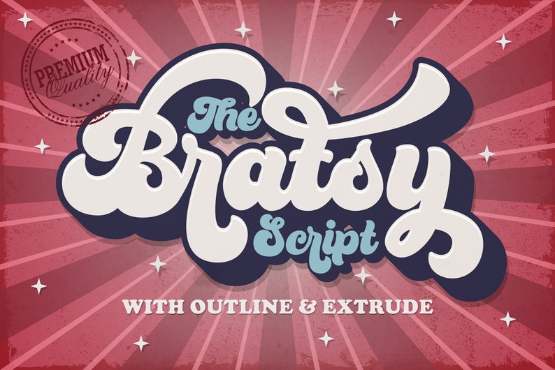 The Bratsy Script - Vintage Font, Retro font, Procreate font, Logo font, Canva font, Branding font, Template font, Cricut font, Bold font 