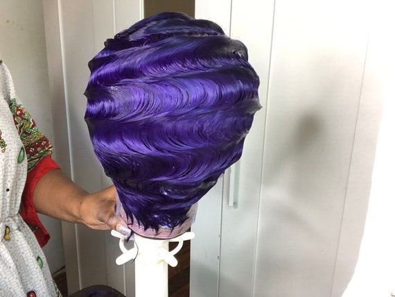 Deep Dark Purple Lace Front Finger Waves - Etsy Deep Dark Purple Lace Front Finger Waves - Etsy
