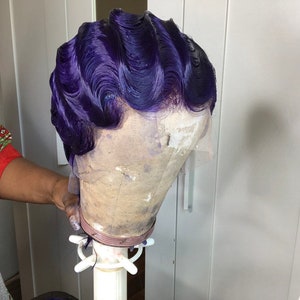 Deep Dark Purple Lace Front Finger Waves