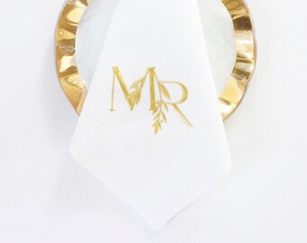 WEDDING LOGO MONOGRAM, Personalized Napkins, Personalized Cocktail Napkins, Duogram for Wedding Napkins, Table Linens & Towels Custom Linens