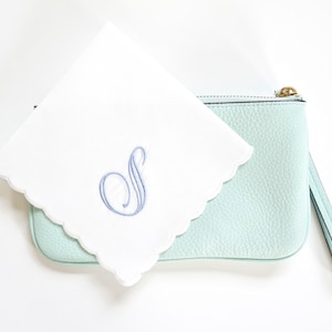 PARK AVENUE FONT Embroidered Monogrammed Handkerchief, Personalized Custom Handkerchief, Single letter monogram