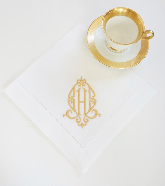 Monogrammed Cloth Napkins, ELEGANT FONT Embroidered Custom Napkins, Towels and Linens, Wedding Napkins